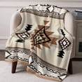 thumbnail image 1 of Flannel Fleece Throw Blanket Aztec Retro Brown Ethnic Style Lightweight Soft Plush Blankets,Abstract Geometric Cozy Warm Throw Blanket for Couch Sofa Bed Car Office All Season Use 50x60in, 1 of 9