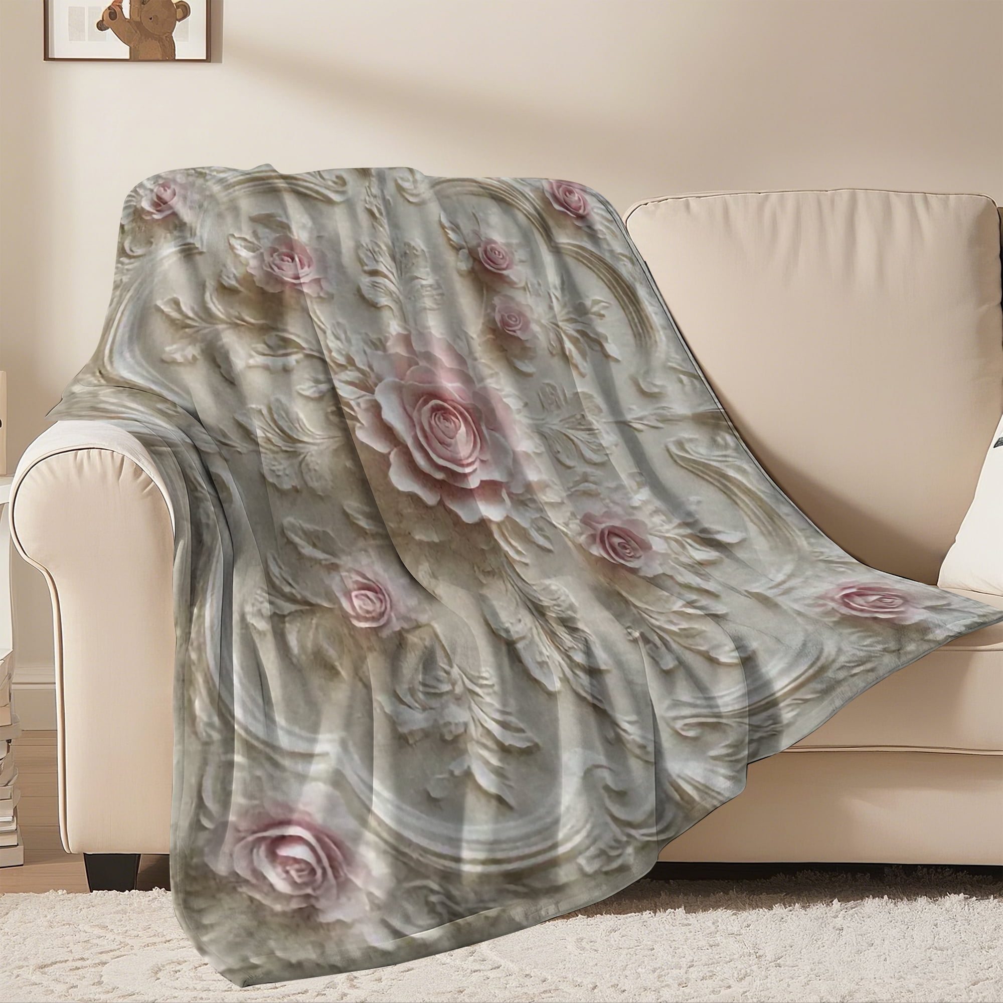 Flannel Fleece Throw Blanket Bed Blanket, Lightweight Cozy Plush Blanket for Sofa Couch,50"X60"
