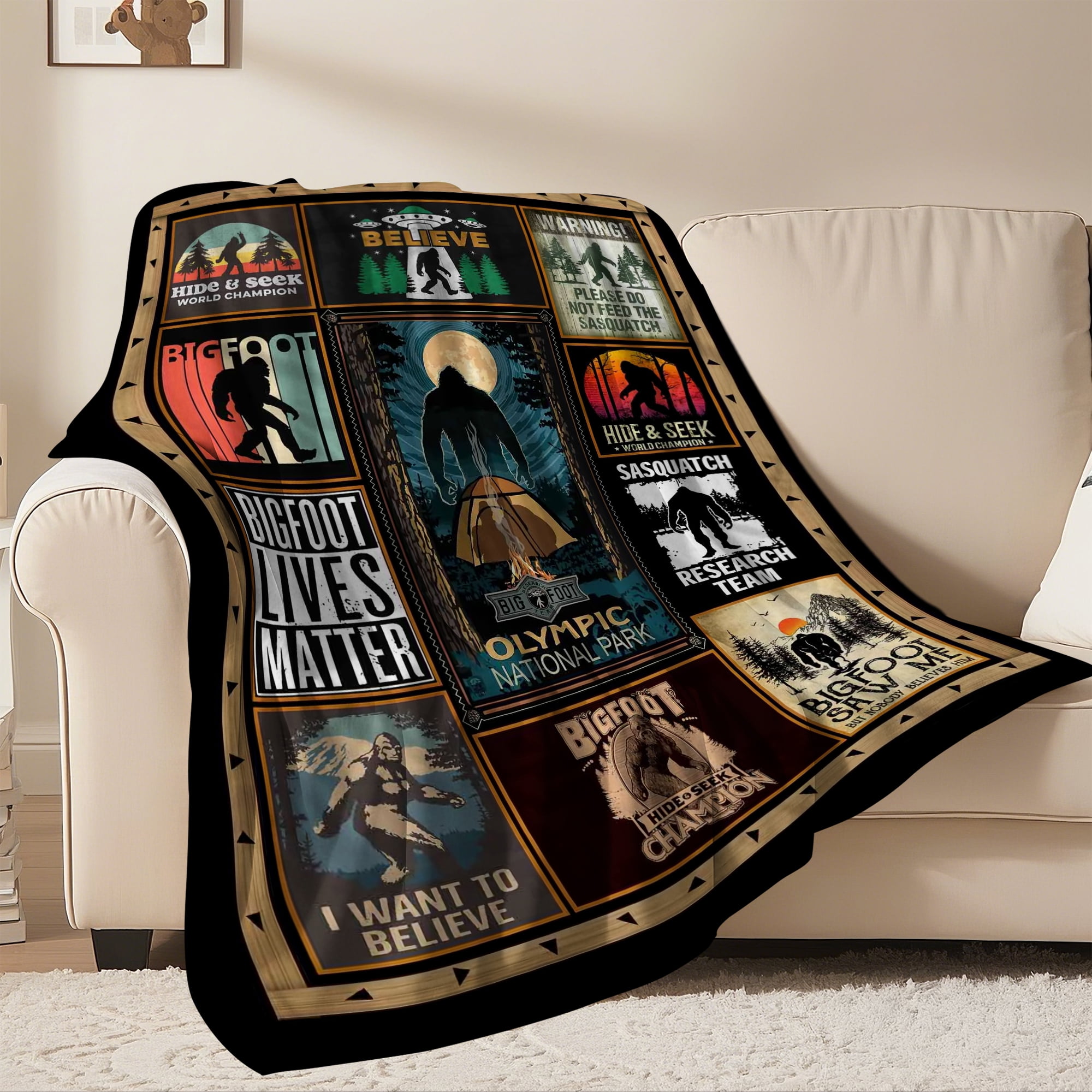 Flannel Fleece Throw Blanket Bed Blanket, Lightweight Cozy Plush Blanket for Sofa Couch, Ape Man 50"X60"