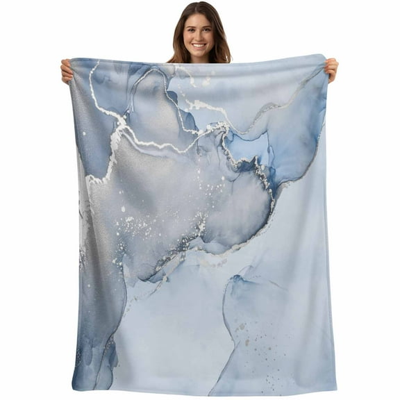 Flannel Fleece Throw Blanket Blue Marble Abstract Clouds Water Ripple Lightweight Soft Plush Blankets,Fluid Art Cozy Warm Throw Blanket for Couch Sofa Bed Car Office 40x50in