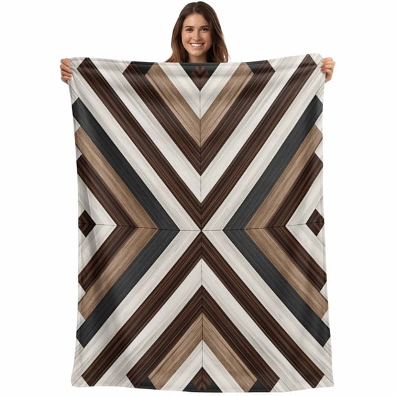 Flannel Fleece Throw Blanket Bohemian Brown Beige Aztec Texture Lightweight Soft Plush Blankets,Western Native Tribal Cozy Warm Throw Blanket for Couch Sofa Bed Car Office 40x50in
