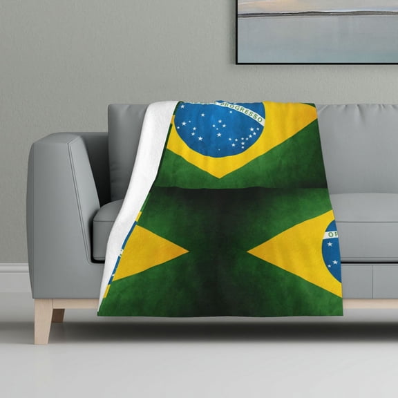 Flannel Fleece Throw Blanket Brazilian Flag Print Lightweight Super Soft Cozy Plush Blanket 32 X 48 Inches