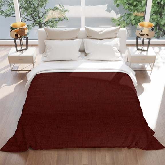 Flannel Fleece Throw Blanket Burgundy Red Lightweight Soft Plush Blankets 60x80in, Dark Maroon Cozy Warm Throw Blanket for Couch Sofa Bed Car Office