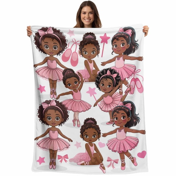 Flannel Fleece Throw Blanket Cartoon Children Ballet Dance Lightweight Soft Plush Blankets,Pink Butterflies Ballet Shoes Cozy Warm Throw Blanket for Couch Sofa Bed Car Office 40x50in