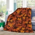 thumbnail image 1 of Flannel Fleece Throw Blanket for Couch Bed Sofa Travel Autumn Thanksgiving Farm Fallen Leaves Fuzzy Soft Lightweight Blankets Plush Warm Cozy Bedspread Throws Orange Maple Leaf 60x80in, 1 of 6