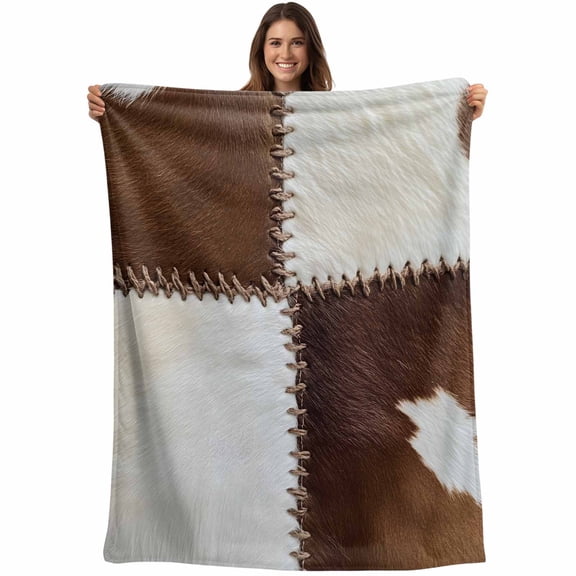 Flannel Fleece Throw Blanket Cowhide Leather Collage Art Lightweight Soft Plush Blankets,Abstract Animal Skin Cozy Warm Throw Blanket for Couch Sofa Bed Car Office 40x50in