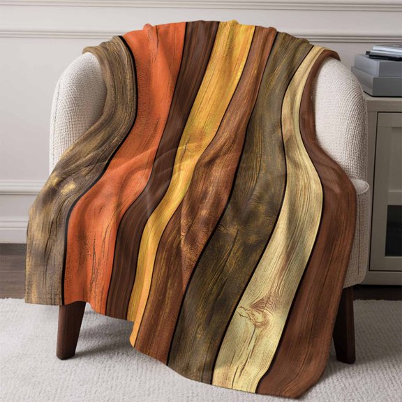 Flannel Fleece Throw Blanket Farm Vintage Wood Board Lightweight Soft Plush Blankets,Farmhouse Wooden Grain Cozy Warm Throw Blanket for Couch Sofa Bed Car Office All Season Use 50x60in