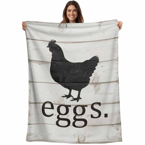Flannel Fleece Throw Blanket Farmhouse Abstract Chicken Eggs Lightweight Soft Plush Blankets,Vintage Wood Grain Cozy Warm Throw Blanket for Couch Sofa Bed Car Office 40x50in