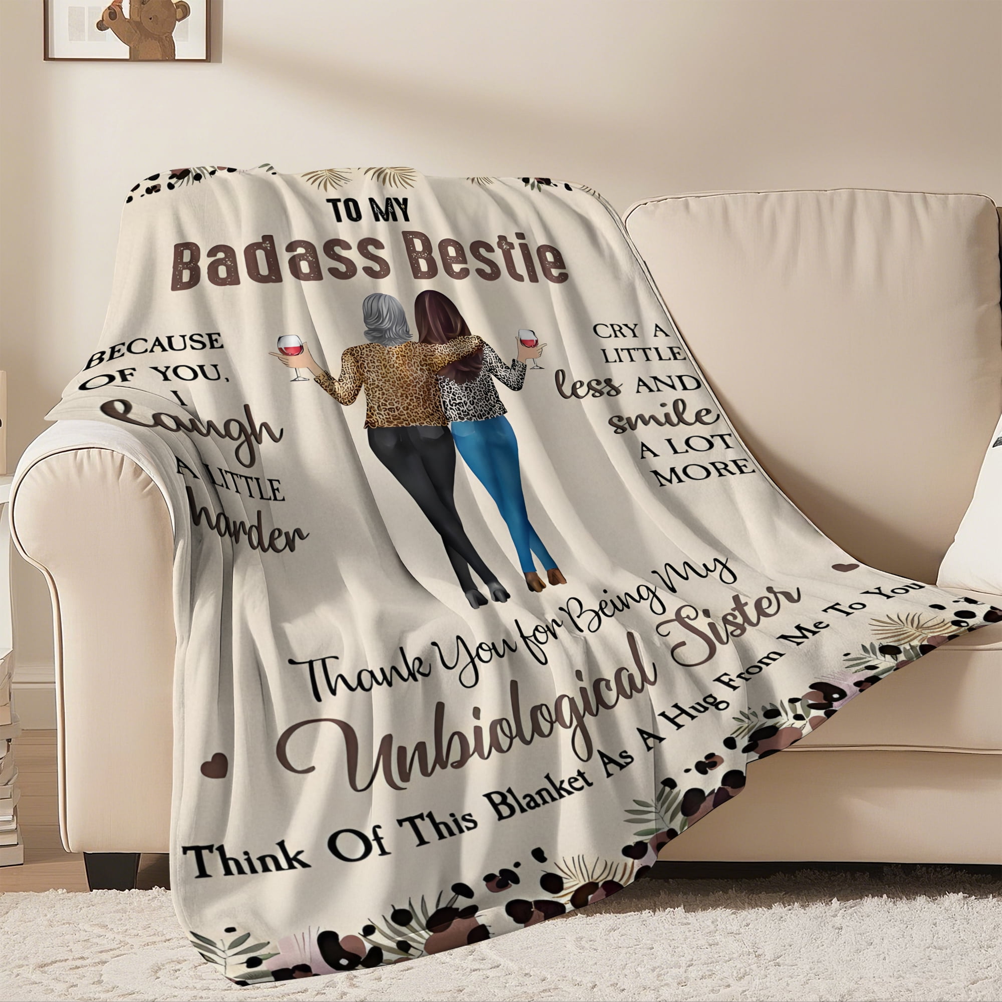 Flannel Fleece Throw Blanket For Bestie, Lightweight Cozy Plush Blanket for Sofa Couch,60"X80"