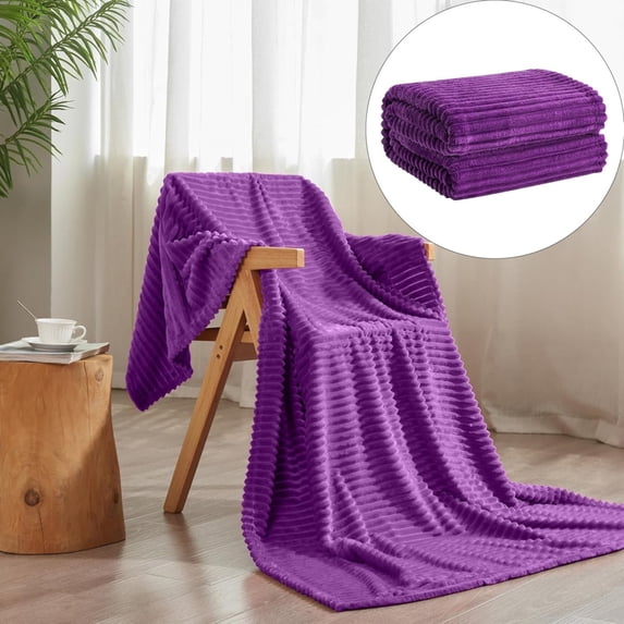 Flannel Fleece Throw Blanket For Couch Sofa Bed Blanket Throw For Adults And Kids Warm Cozy Lightweight Ribbed Throw For All Season
