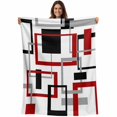 thumbnail image 1 of Flannel Fleece Throw Blanket Geometric Red Grey Black Square Lightweight Soft Plush Blankets,Abstract Art Cozy Warm Throw Blanket for Couch Sofa Bed Car Office 40x50in, 1 of 9