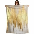 thumbnail image 1 of Flannel Fleece Throw Blanket Gold Foil Abstract Geometric Lightweight Soft Plush Blankets,Color Block Impressionist Style Cozy Warm Throw Blanket for Couch Sofa Bed Car Office All Season Use 40x50in, 1 of 9