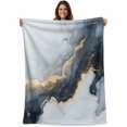 thumbnail image 1 of Flannel Fleece Throw Blanket Grey Marble Gold Foil Lightweight Soft Plush Blankets,Gradient Abstract Art Cozy Warm Throw Blanket for Couch Sofa Bed Car Office All Season Use 40x60in, 1 of 9