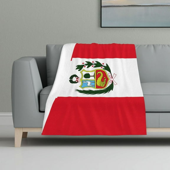 Flannel Fleece Throw Blanket Peru Flag Print Lightweight Super Soft Cozy Plush Blanket 32 X 48 Inches