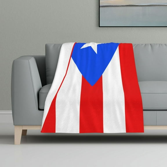 Flannel Fleece Throw Blanket Pr Puerto Rico-Flag Print Lightweight Super Soft Cozy Plush Blanket 32 X 48 Inches