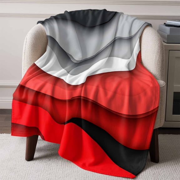 Flannel Fleece Throw Blanket Red Gradient Water Ripple Lightweight Soft Plush Blankets,Color Block Abstract Geometric Cozy Warm Throw Blanket for Couch Sofa Bed Car Office All Season Use 60x80in