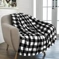 thumbnail image 1 of Flannel Fleece Throw Blanket for Sofa Couch Bed | Super Soft Velvet Plaid Pattern Checkered Decorative Throw | Warm Cozy Lightweight Microfiber | 60 x 80 Inches Plaid White/Black, 1 of 6