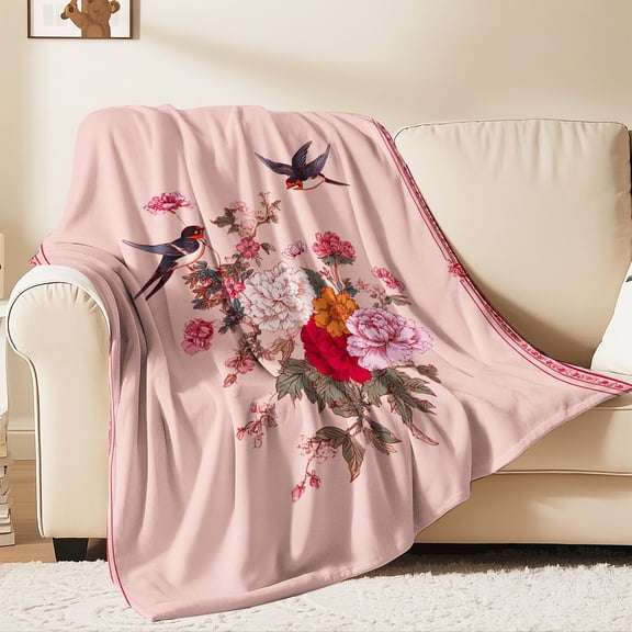 Flannel Fleece Throw Blanket, Soft Large Throw Blanket, Lightweight Cozy Plush Throw Blanket Fit Sofa Bed, 30"x40", Birds
