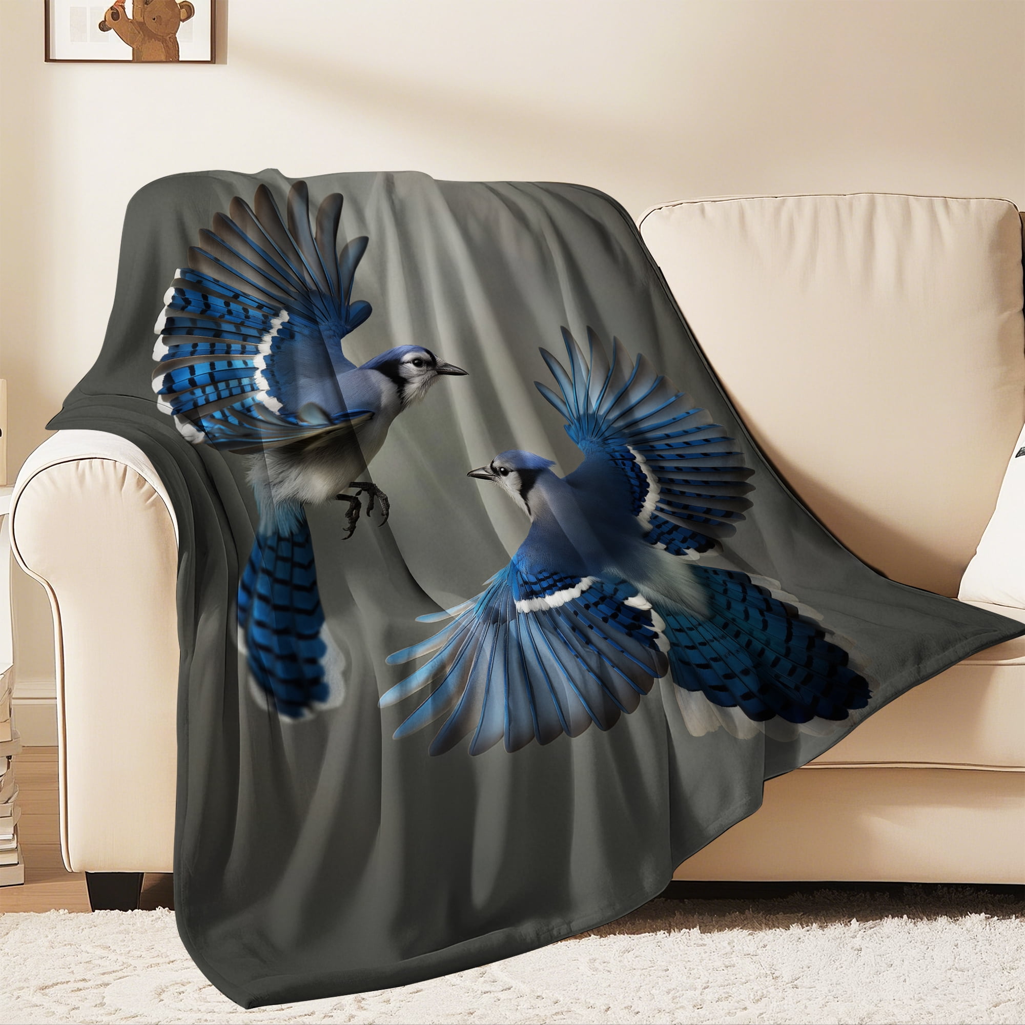Flannel Fleece Throw Blanket, Soft Large Throw Blanket, Lightweight Cozy Plush Throw Blanket Fit Sofa Bed, 30"x40", Birds