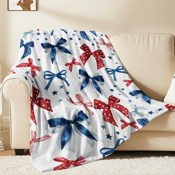 Flannel Fleece Throw Blanket, Soft Large Throw Blanket, Lightweight Cozy Plush Throw Blanket Fit Sofa Bed, 30"x40", Bows