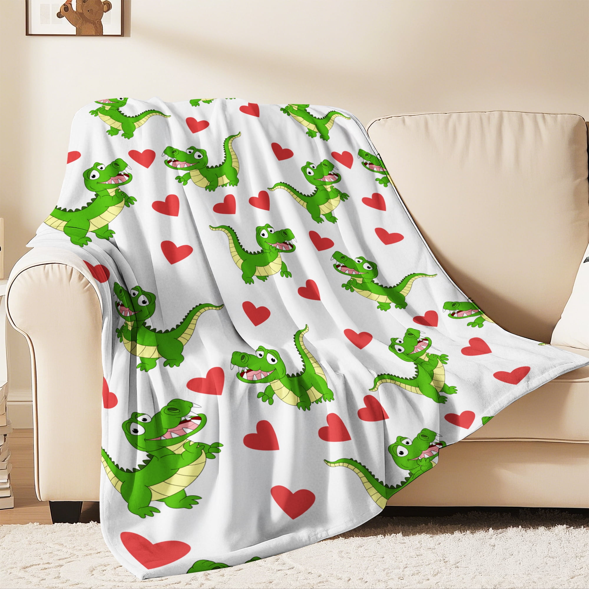 Flannel Fleece Throw Blanket, Soft Large Throw Blanket, Lightweight Cozy Plush Throw Blanket Fit Sofa Bed, 30"x40", Dinosaur