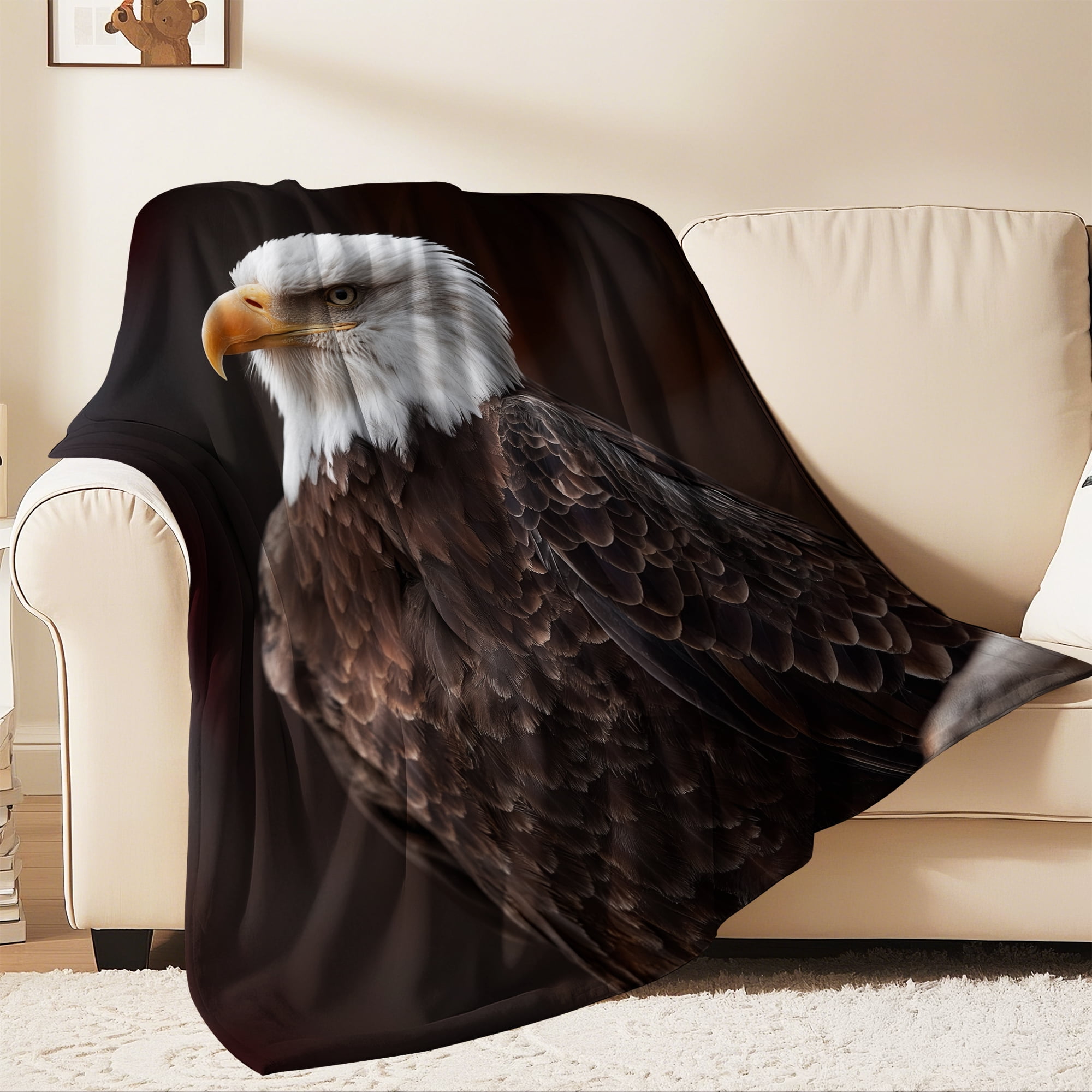 Flannel Fleece Throw Blanket, Soft Large Throw Blanket, Lightweight Cozy Plush Throw Blanket Fit Sofa Bed, 30"x40", Eagle