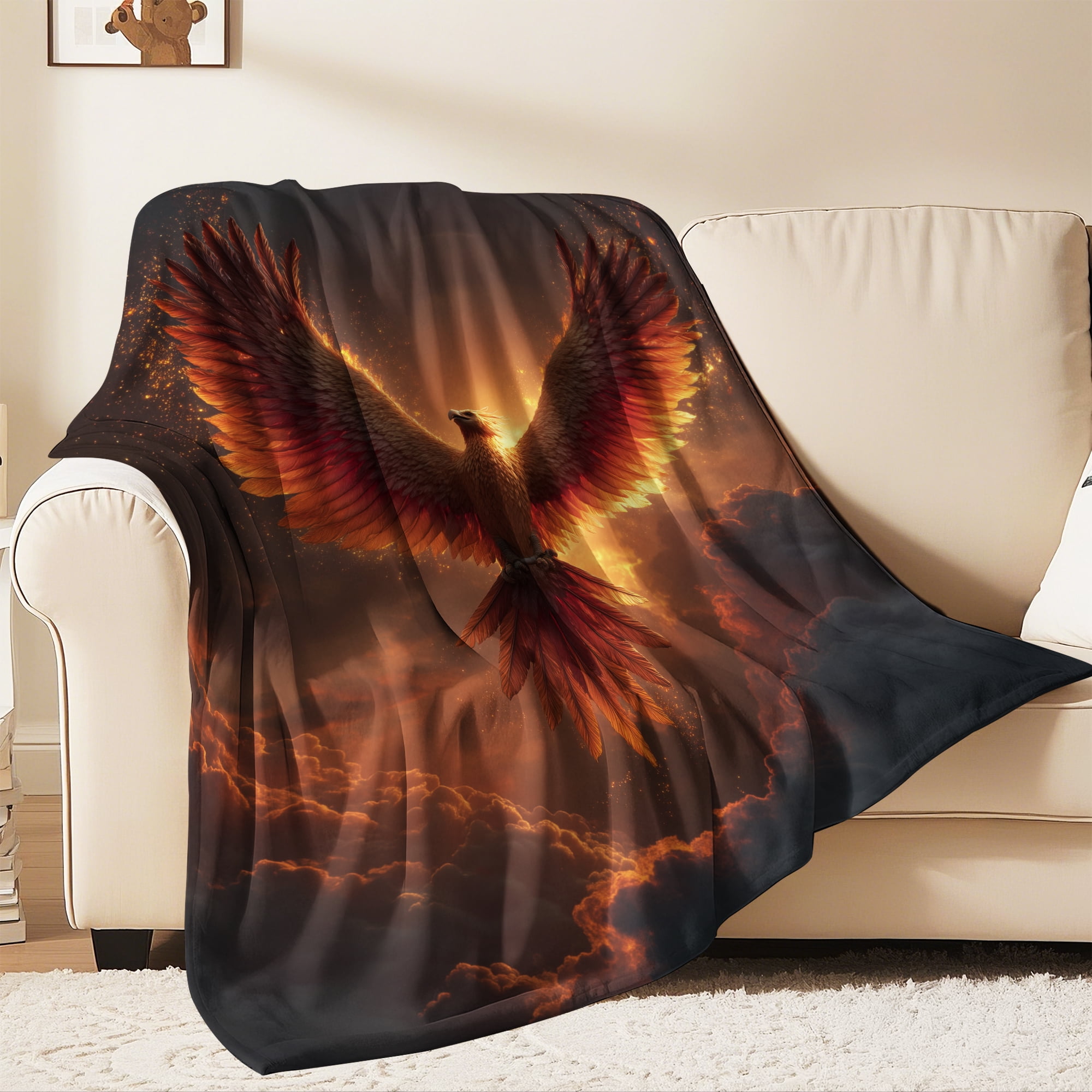 Flannel Fleece Throw Blanket, Soft Large Throw Blanket, Lightweight Cozy Plush Throw Blanket Fit Sofa Bed, 30"x40", Eagle