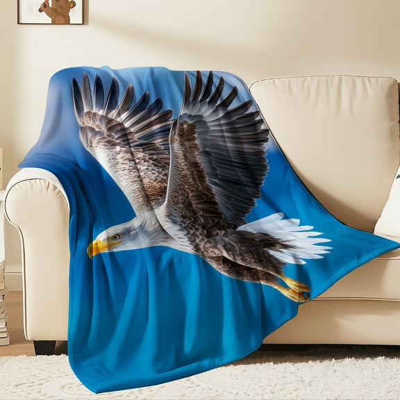 Flannel Fleece Throw Blanket, Soft Large Throw Blanket, Lightweight Cozy Plush Throw Blanket Fit Sofa Bed, 30"x40", Eagle