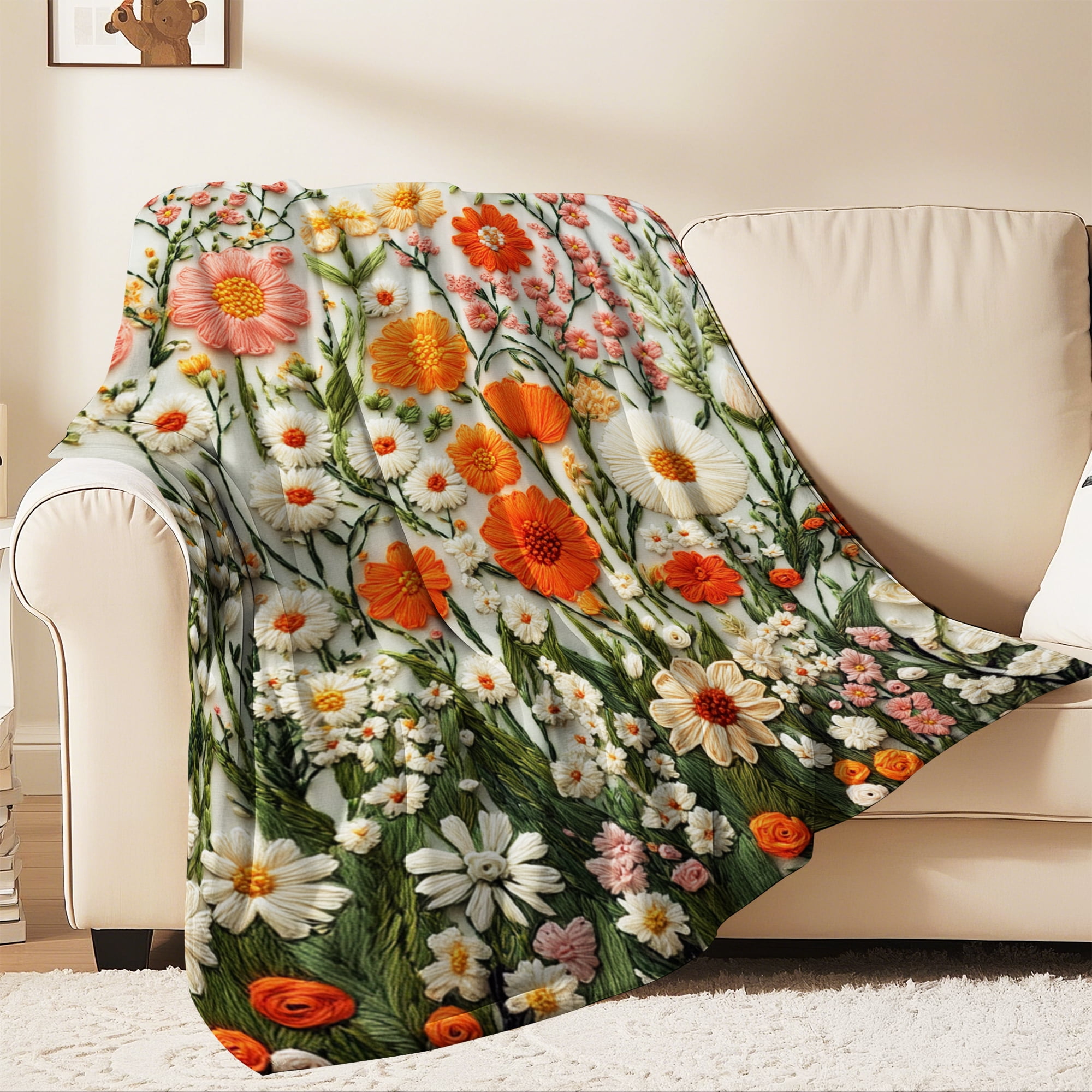 Flannel Fleece Throw Blanket, Soft Large Throw Blanket, Lightweight Cozy Plush Throw Blanket Fit Sofa Bed, 30"x40", Florals