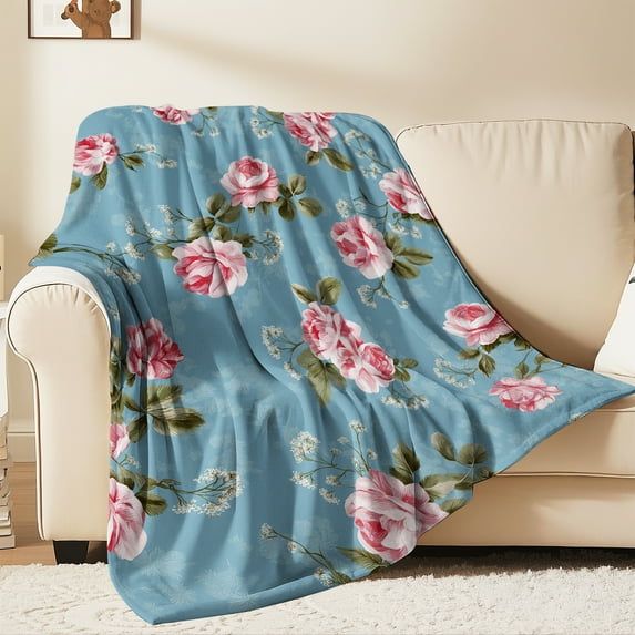 Flannel Fleece Throw Blanket, Soft Large Throw Blanket, Lightweight Cozy Plush Throw Blanket Fit Sofa Bed, 30"x40", Florals