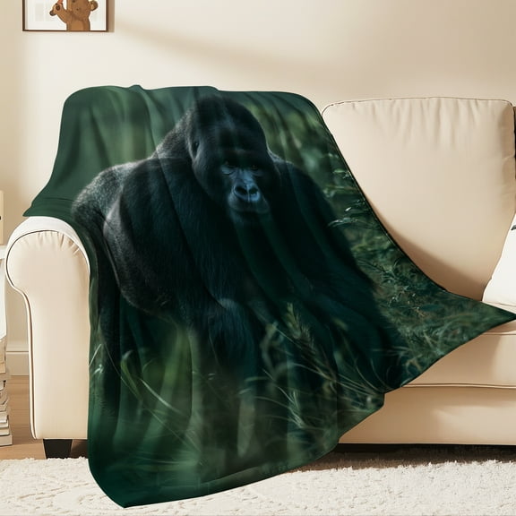 Flannel Fleece Throw Blanket, Soft Large Throw Blanket, Lightweight Cozy Plush Throw Blanket Fit Sofa Bed, 30"x40", Gorillas