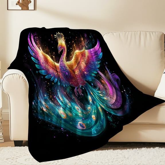 Flannel Fleece Throw Blanket, Soft Large Throw Blanket, Lightweight Cozy Plush Throw Blanket Fit Sofa Bed, 30"x40", Peacock