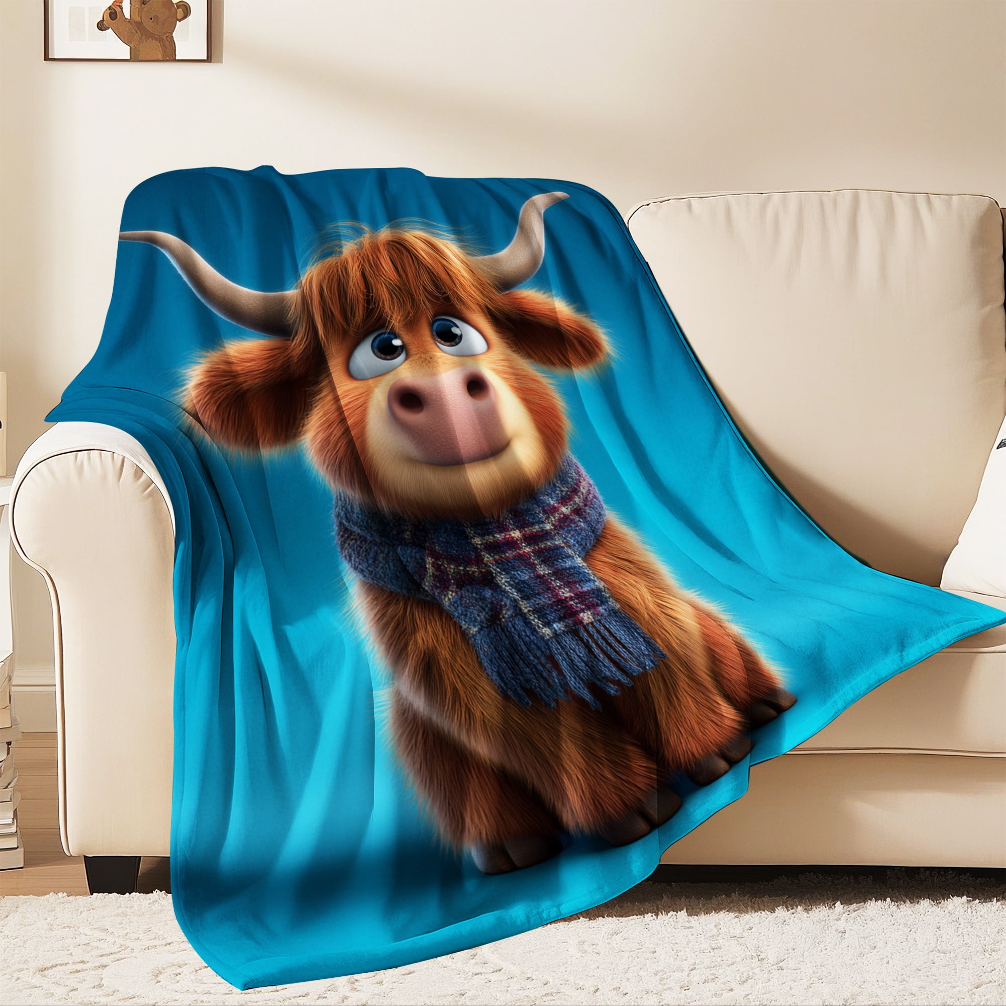Flannel Fleece Throw Blanket, Soft Large Throw Blanket, Lightweight Cozy Plush Throw Blanket Fit Sofa Bed, 30"x40", Plateau Cattle