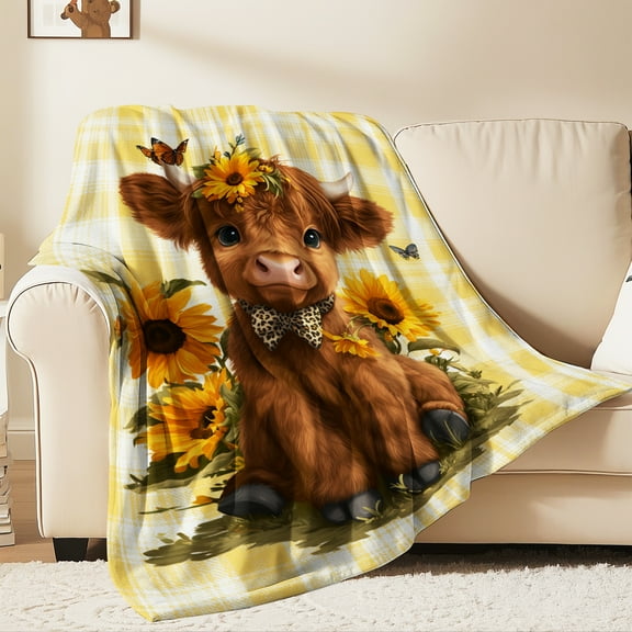 Flannel Fleece Throw Blanket, Soft Large Throw Blanket, Lightweight Cozy Plush Throw Blanket Fit Sofa Bed, 30"x40", Plateau Cattle