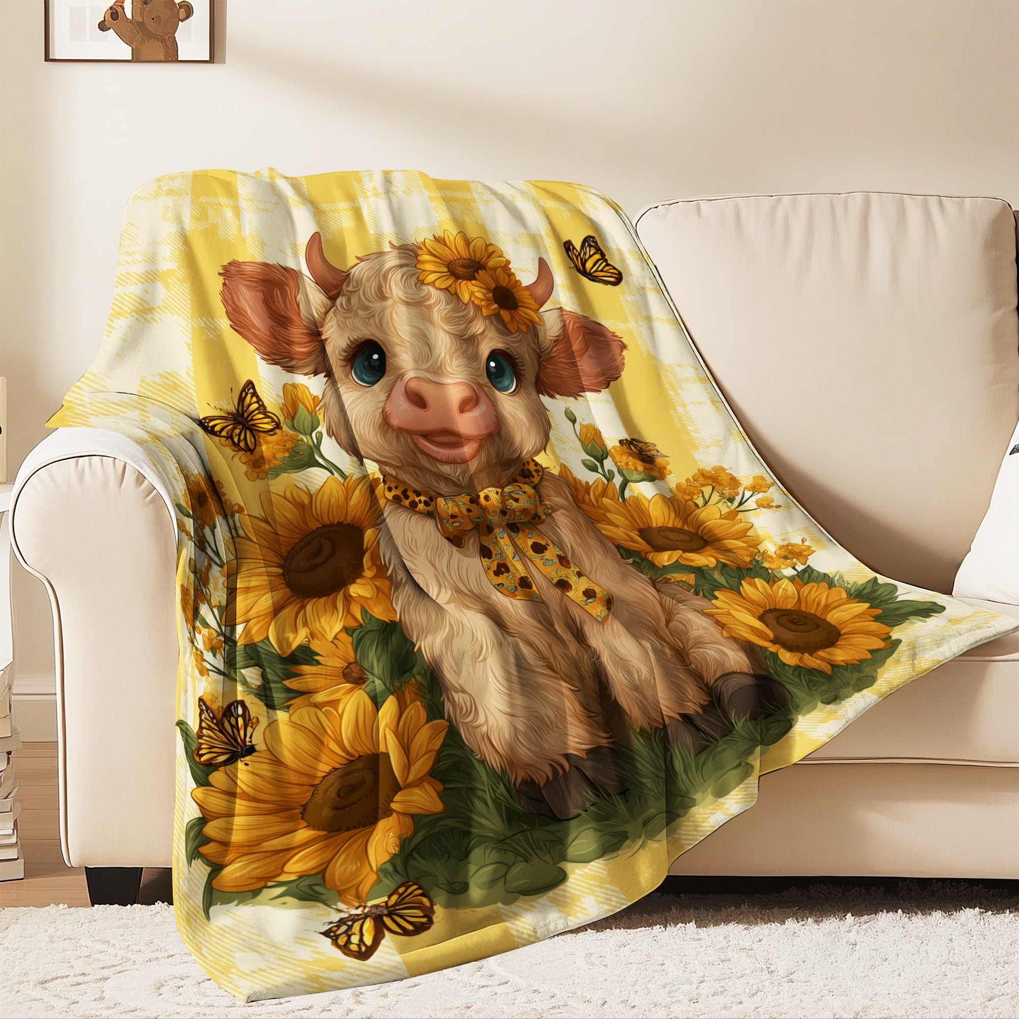 Flannel Fleece Throw Blanket, Soft Large Throw Blanket, Lightweight Cozy Plush Throw Blanket Fit Sofa Bed, 30"x40", Plateau Cattle