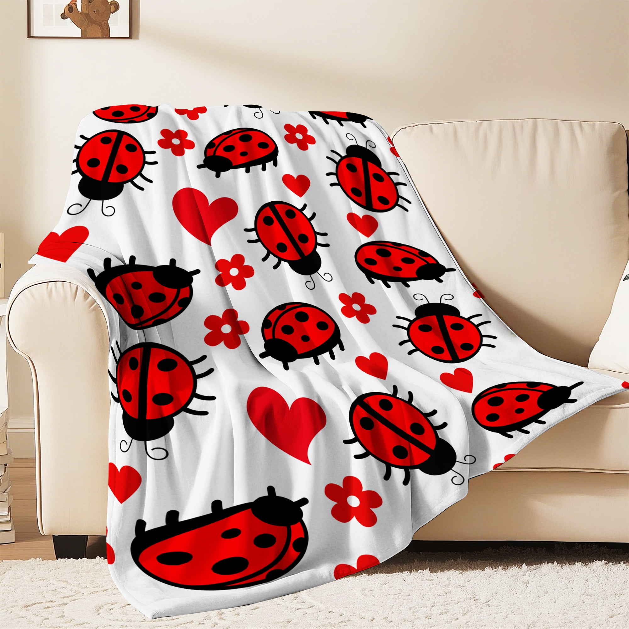 Flannel Fleece Throw Blanket, Soft Large Throw Blanket, Lightweight Cozy Plush Throw Blanket Fit Sofa Bed, 40"x50", Beetle