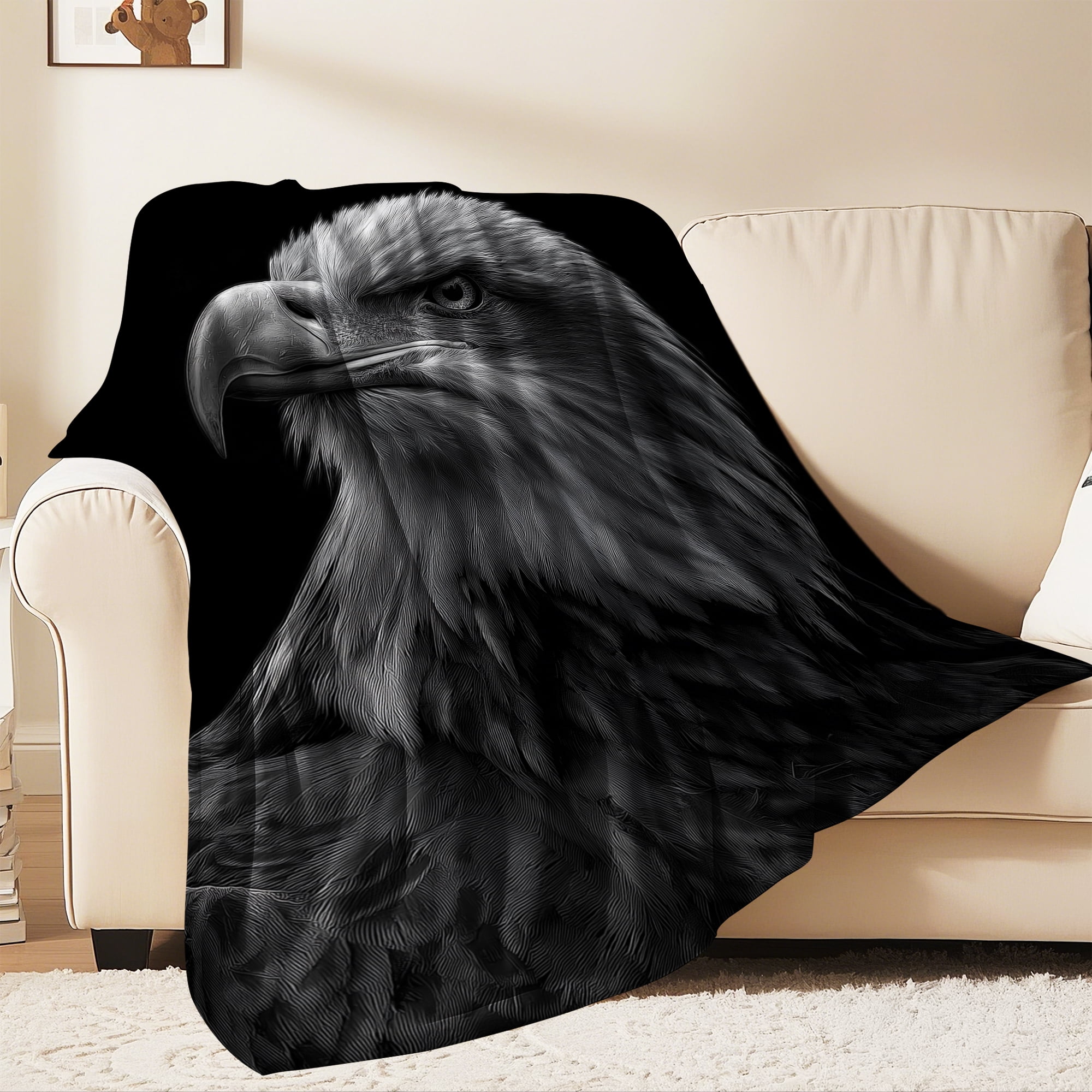 Flannel Fleece Throw Blanket, Soft Large Throw Blanket, Lightweight Cozy Plush Throw Blanket Fit Sofa Bed, 40"x50", Eagle