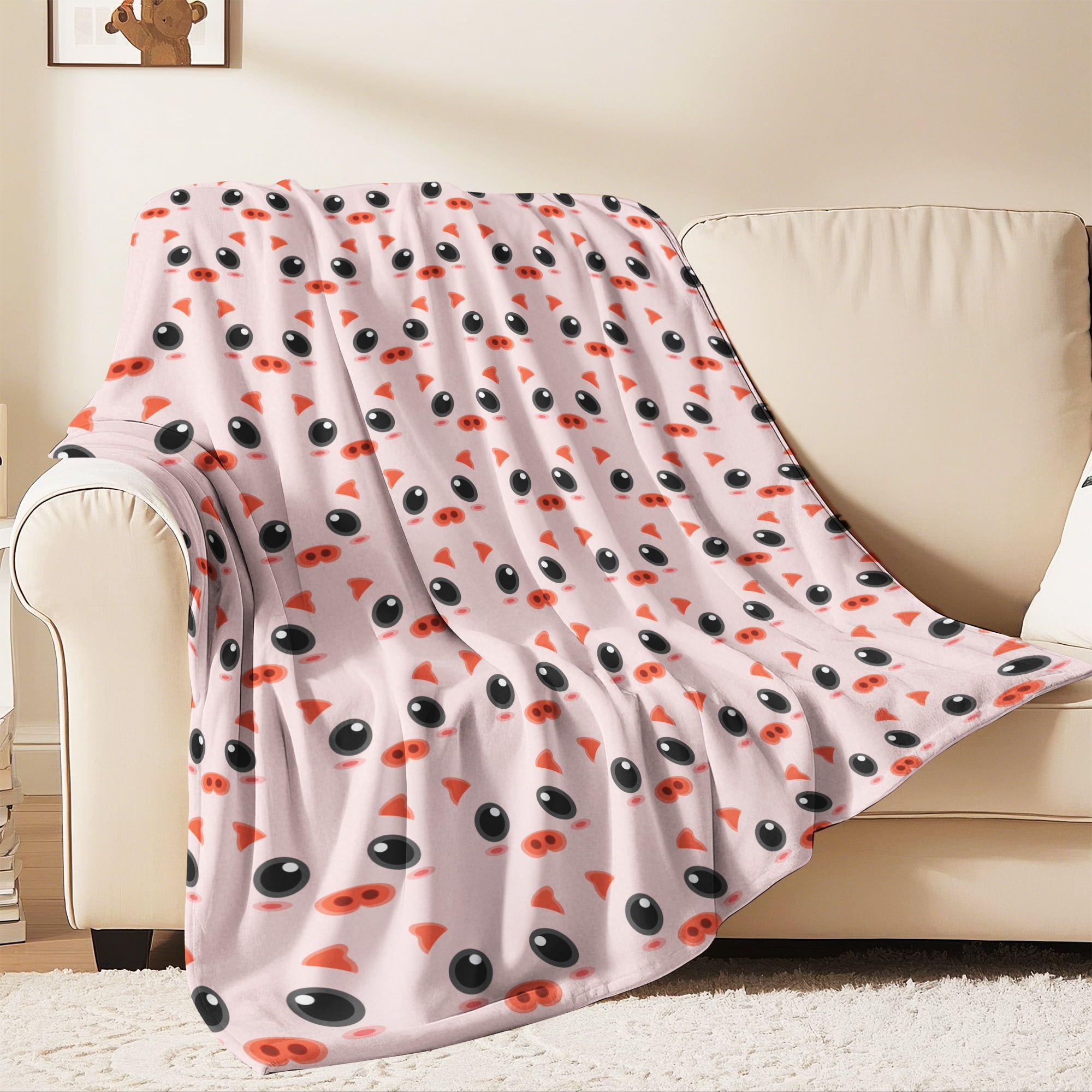 Flannel Fleece Throw Blanket, Soft Large Throw Blanket, Lightweight Cozy Plush Throw Blanket Fit Sofa Bed, 40"x50", Pigs