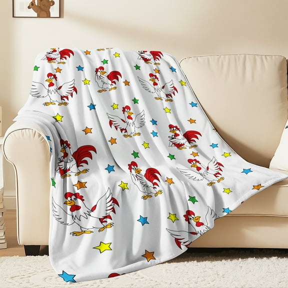 Flannel Fleece Throw Blanket, Soft Large Throw Blanket, Lightweight Cozy Plush Throw Blanket Fit Sofa Bed, 40"x50", Rooster
