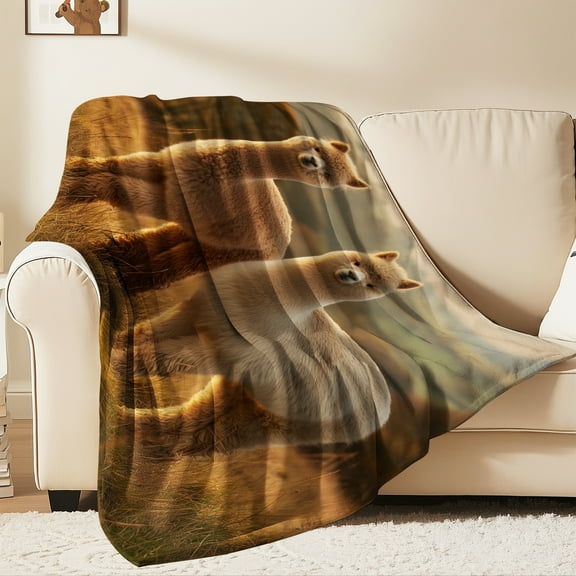 Flannel Fleece Throw Blanket, Soft Large Throw Blanket, Lightweight Cozy Plush Throw Blanket Fit Sofa Bed, 50"x60", Alpaca