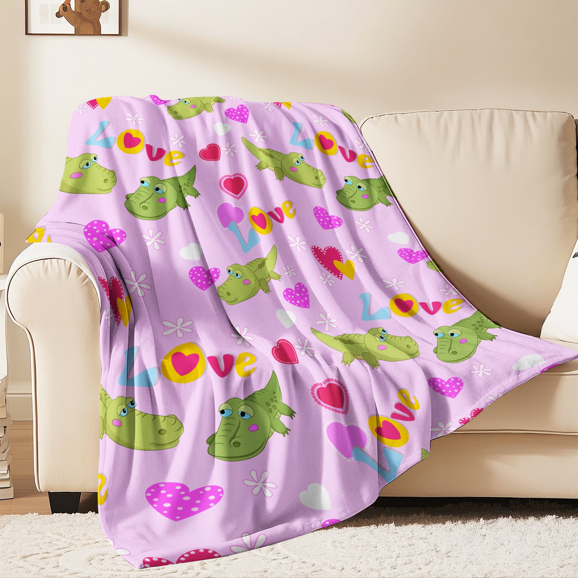 Flannel Fleece Throw Blanket, Soft Large Throw Blanket, Lightweight Cozy Plush Throw Blanket Fit Sofa Bed, 50"x60", Dinosaur