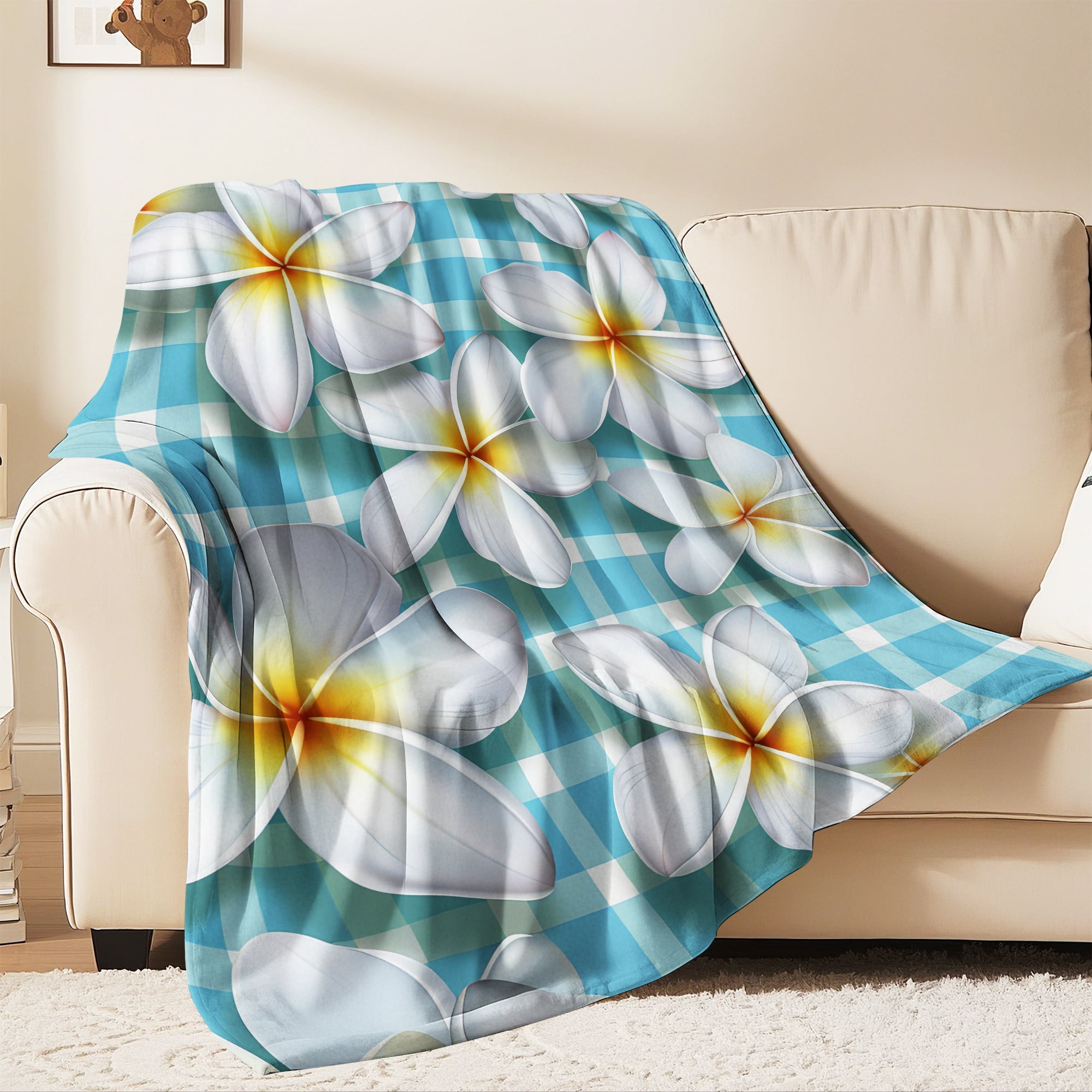 Flannel Fleece Throw Blanket, Soft Large Throw Blanket, Lightweight Cozy Plush Throw Blanket Fit Sofa Bed, 50"x60", Florals