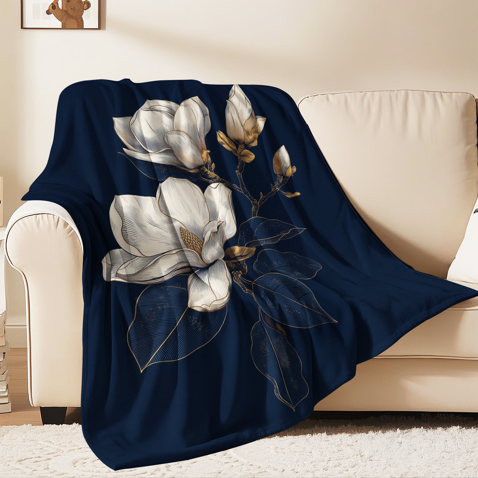 Flannel Fleece Throw Blanket, Soft Large Throw Blanket, Lightweight Cozy Plush Throw Blanket Fit Sofa Bed, 50"x60", Florals
