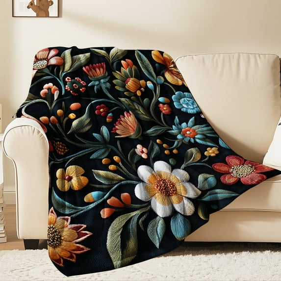 Flannel Fleece Throw Blanket, Soft Large Throw Blanket, Lightweight Cozy Plush Throw Blanket Fit Sofa Bed, 50"x60", Florals