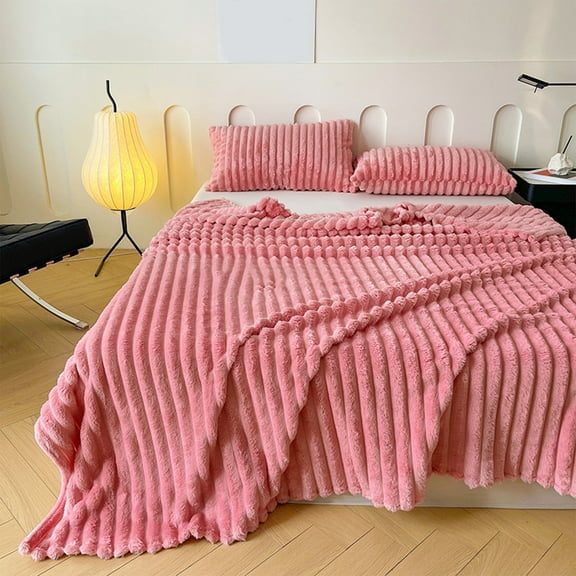 Flannel Fleece Throw Blanket | Soft & Warm Striped Design | Cozy Microfiber Ribbed Sofa & Bed Blanket | All Season Use | 59x39 Inches | 1 Piece