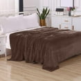 thumbnail image 1 of Flannel Fleece Throw Blanket, Solid Print, Lightweight and Cozy Material, All Season Suitable, Full/Queen, Chocolate Brown, 1 of 5