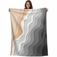 thumbnail image 1 of Flannel Fleece Throw Blanket Summer Beach Waves Abstract Art Lightweight Soft Plush Blankets,Gray Gradient Water Ripple Cozy Warm Throw Blanket for Couch Sofa Bed Car Office All Season Use 40x50in, 1 of 9