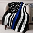 thumbnail image 1 of Flannel Fleece Throw Blanket USA Flag Thin Blue Line Star Lightweight Soft Plush Blankets,America Law Enforcement Flags Cozy Warm Throw Blanket for Couch Sofa Bed Car Office All Season Use 50x60in, 1 of 9