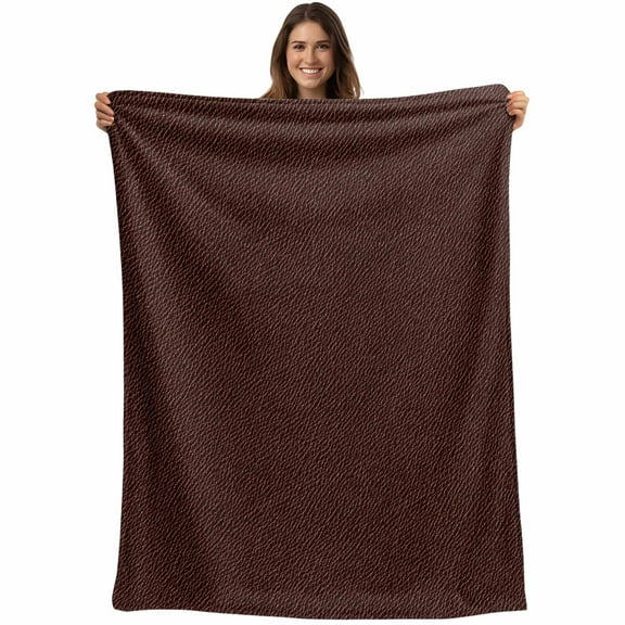 Flannel Fleece Throw Blanket Vintage Brown Cowboy Texture Art Lightweight Soft Plush Blankets,Leather Abstract Style Cozy Warm Throw Blanket for Couch Sofa Bed Car Office All Season Use 40x50in
