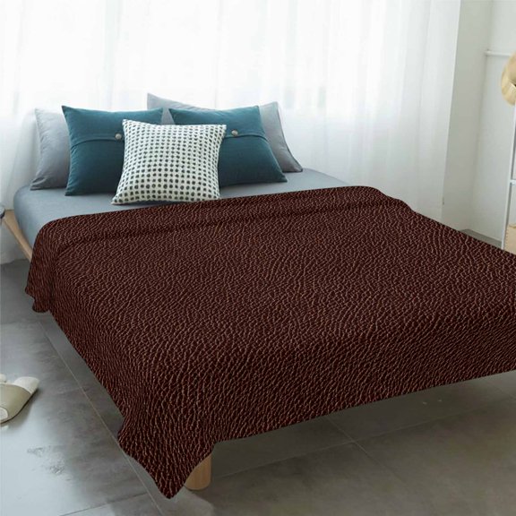 Flannel Fleece Throw Blanket, Vintage Brown Cowboy Texture Art Soft Warm Fuzzy Cozy Blanket for Couch Bed Sofa Office, Leather Abstract Style 60x80In